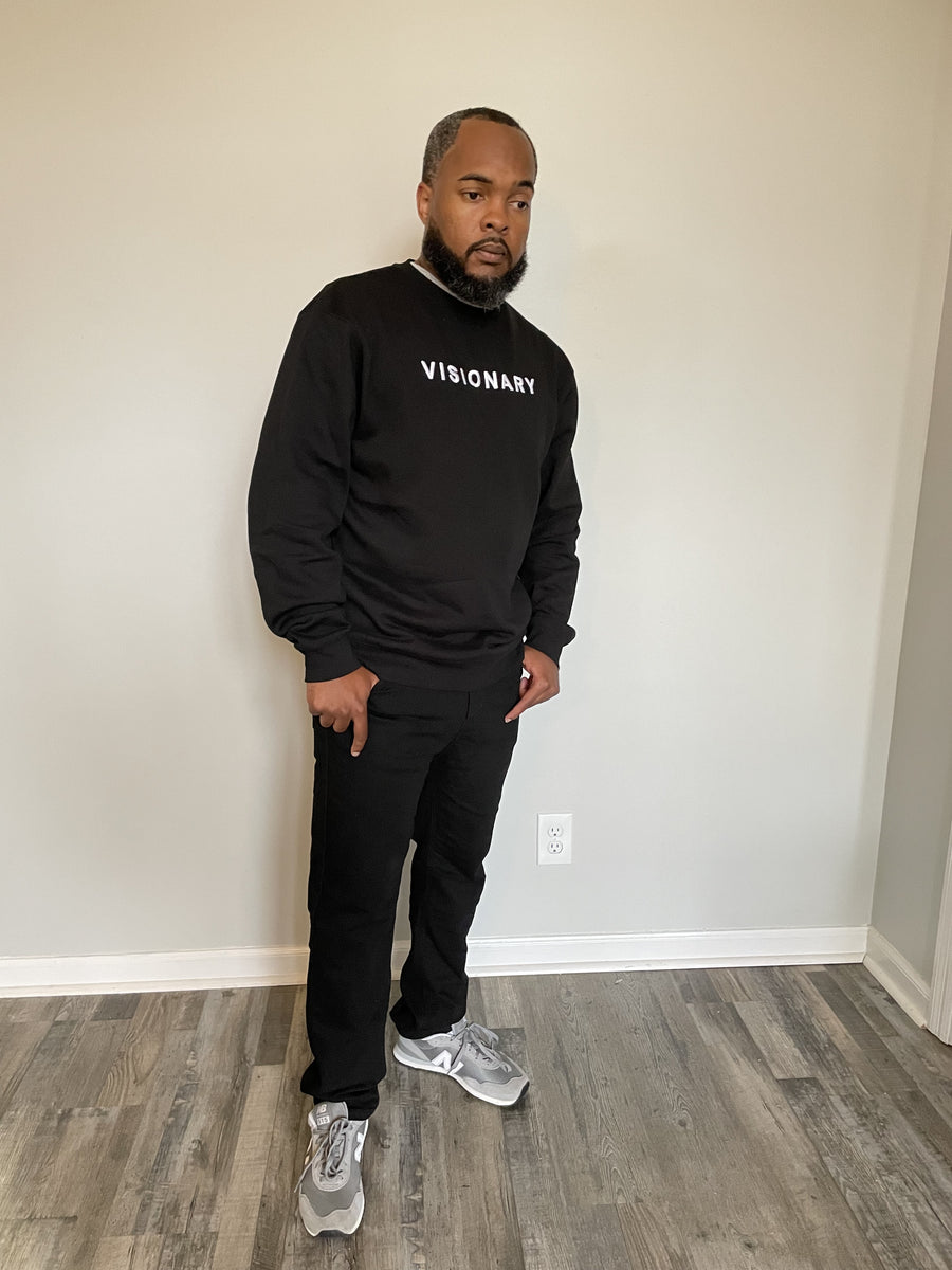 Men's Visionary Embroidered Crewneck - Black – Afrovisions Media